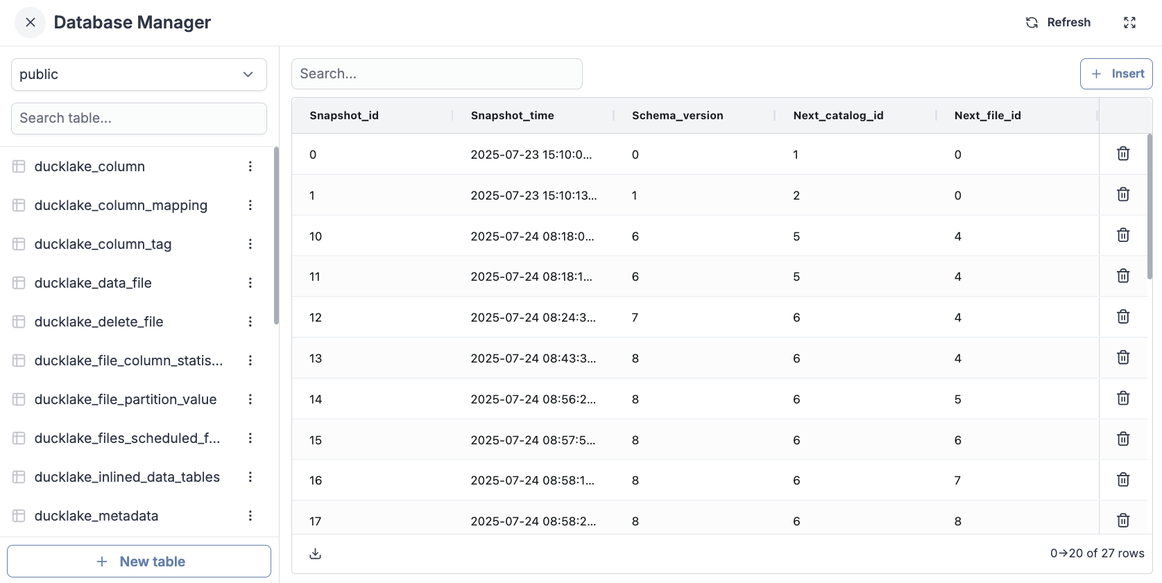 Catalog database